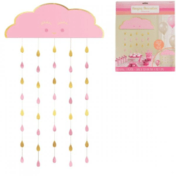 Door curtain baby shower pink/gold 193 cm