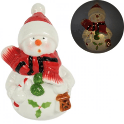Villa Pottery Weihnachtsfigur Porzellan 2 mit LED-Licht auf Batterie 15,2 cm
