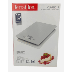 Terraillon Classic 5 digitale Küchenwaage in Silber. Präzise Messung für Kochen und Backen. Kompakt, modern und einfach zu bedienen.