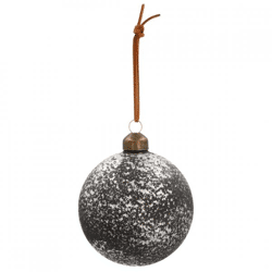 Kerstbal Robuust glas mat zwart 8 cm