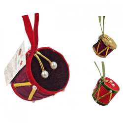 Christmas Hanger Drum velvet 6 cm 3 assorted