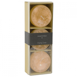 Countryfield drijfkaars Bollie amber 7 x 5 cm set van 3