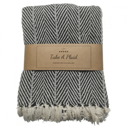 Take a Plaid 32 gerecycled katoen zwart 130 x 180 cm