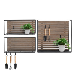 Wall shelf incl. 9 S-hooks, set of 3