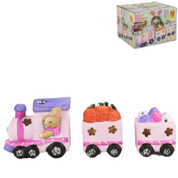 Trein Pasen roze led op batterij 29 cm
