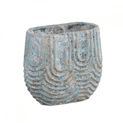 PTMD Blumentopf Rexin oval grau S 20 cm