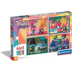 Clementoni 21527 - 4 in 1 Puzzle Supercolor - Trolls 3