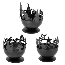 Candle holder Xmas black, 3/s, approx.9cmD