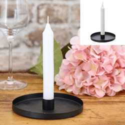 Round stick candle holder black matt, XL, approx.14cmD