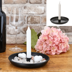 Decorative bowl with stick candle holder, black, L, approx.18.5cmD