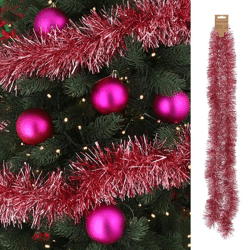 Tinsel garland, pink, approx. 9x200cm