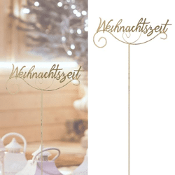 Garden plug with Christmas lettering, gold, approx. 110 cm high