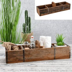 Wooden crate, brick shape, reclaimed wood look, 4 pieces, approx. 17x60cm