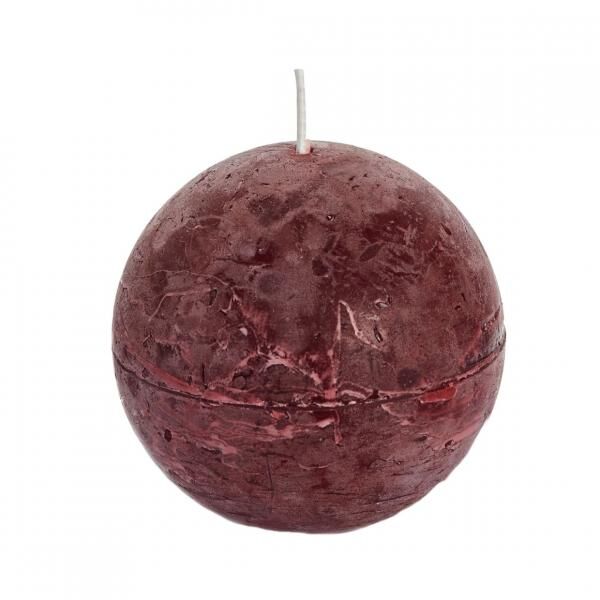 (R) Spaas Globus Kerze weinrot 8 cm