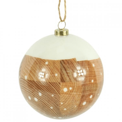 Wilko kerstbal houtnerf 8 cm