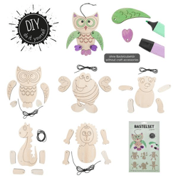 Bastelset DIY, Tiere 3D, 6/s, ca.15cmH