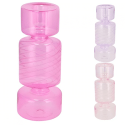 Kaarsenhouder Candy Nova fuchsia roze 21 cm 3 assorti