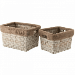 J-Line basket Furry brown/beige 44 cm set of 2