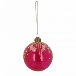 Kerstbal Sparkle Berry glas roze 8 cm