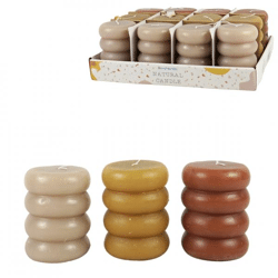 Out of the Blue Kerze rund 7,5 x 10,5 cm 3 Stück sortiert