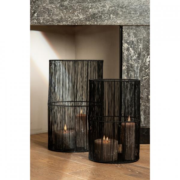 PTMD Windlicht Javi Metall schwarz 50 cm Satz von 3