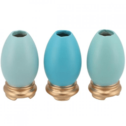 Paasdecoratie paasei blauw 15 cm 3 assorti
