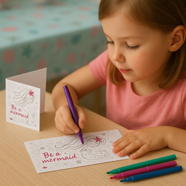 Einladungskarten mit Umschlag Be a Mermaid 14 cm 8 Stück.