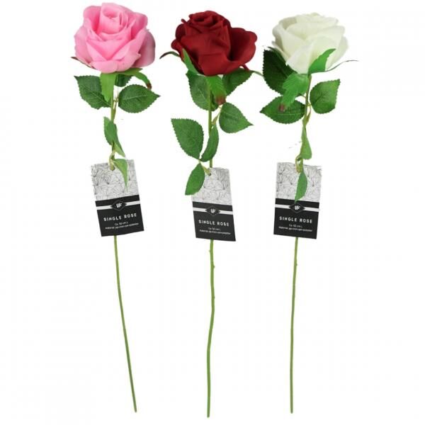Künstliche Blume Rose 52 cm 3 sortiert