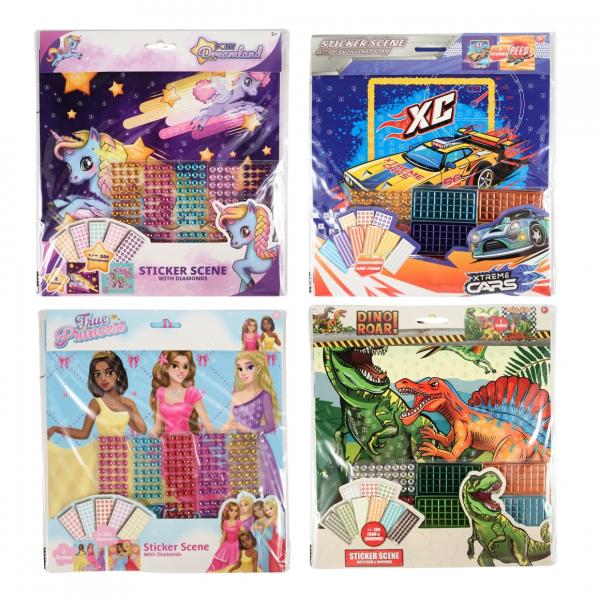 Aufkleber Szene Diamanten und Schaumstoff 300-teilig 4 sortiert