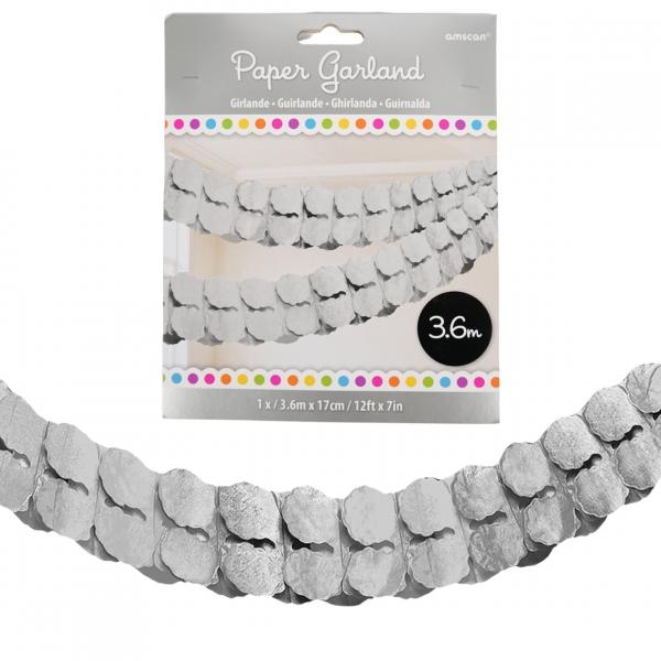 Partygirlande Papier silber 360 cm
