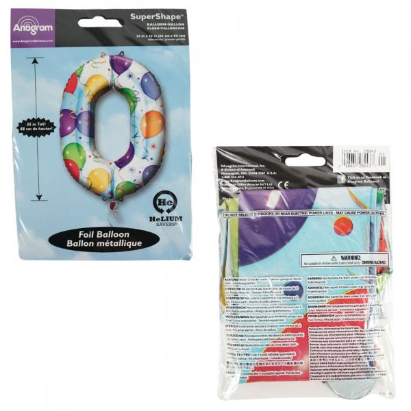 Folienballon Nummer 0 geeignet für Helium 88 cm