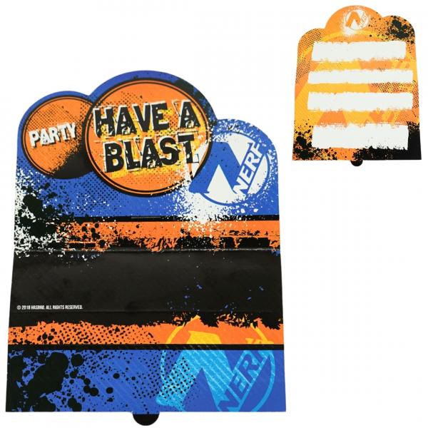 Nerf Einladungskarten und Umschläge 12 x 16 cm 8 Stück.