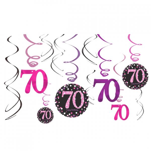 Spirale Anhänger Happy Birthday 70 Jahre 61 cm Satz von 12