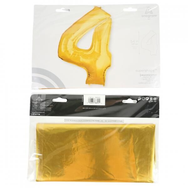 Folienballon Jumbo Nummer 4 goldfarben 137 cm