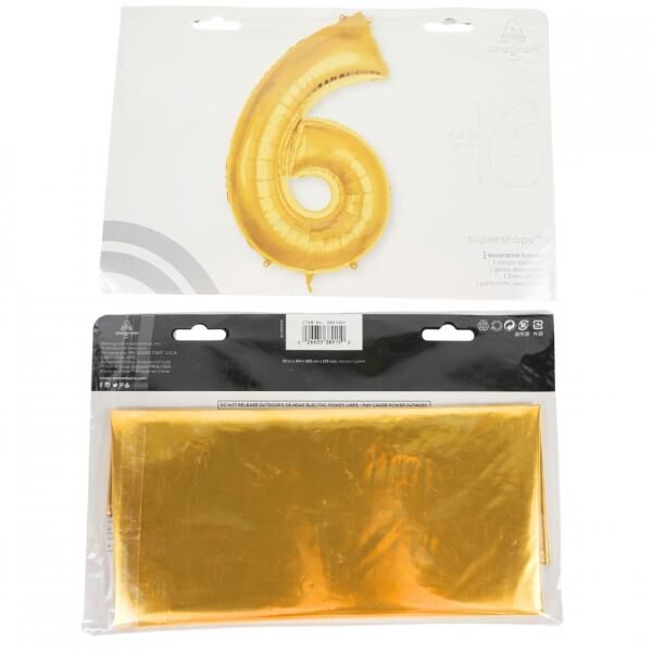 Folienballon Jumbo Nummer 6 goldfarben 137 cm