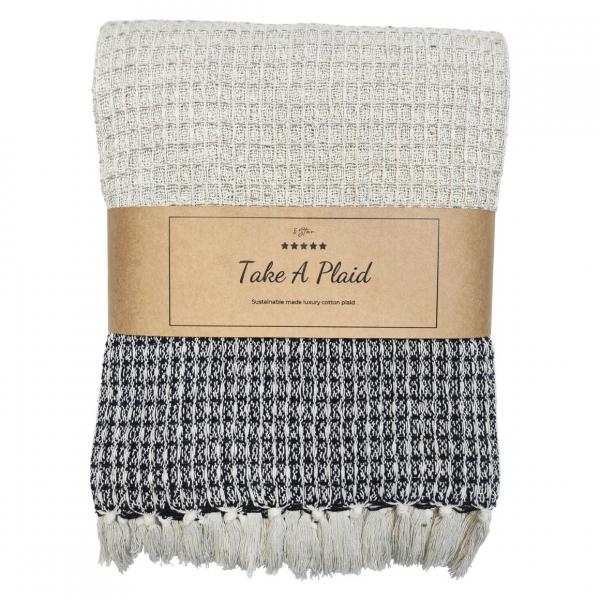 Take a Plaid 12 recycelte Baumwolle schwarz 130 x 180 cm