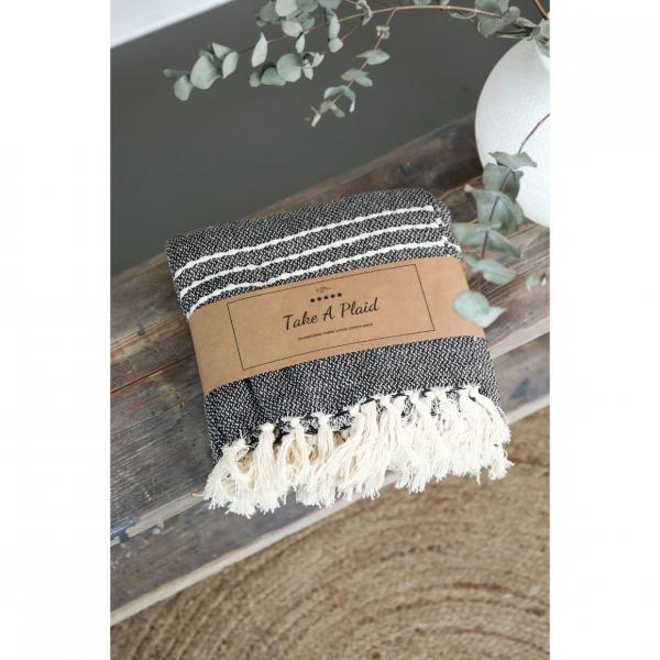 Take a Plaid 13 recycelte Baumwolle schwarz 130 x 180 cm