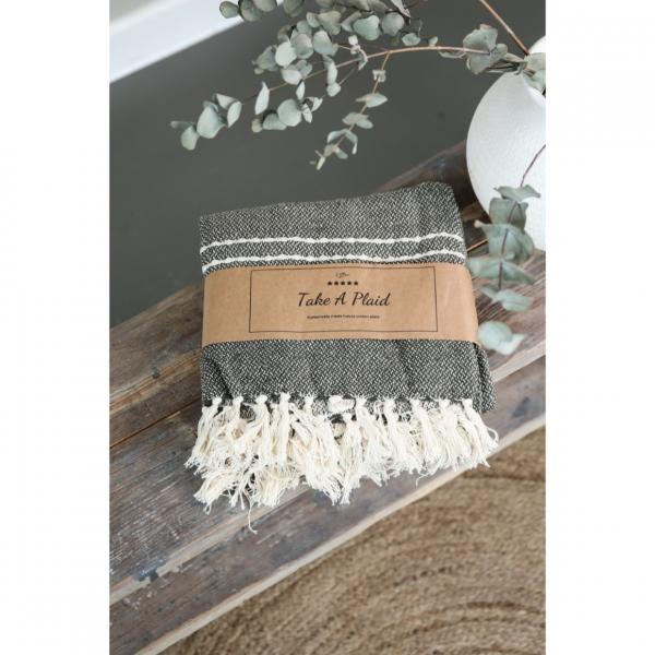 Take a Plaid 13 recycelte Baumwolle grün 130 x 180 cm