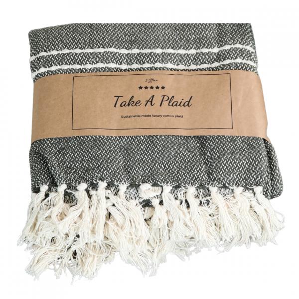 Take a Plaid 13 recycelte Baumwolle grün 130 x 180 cm