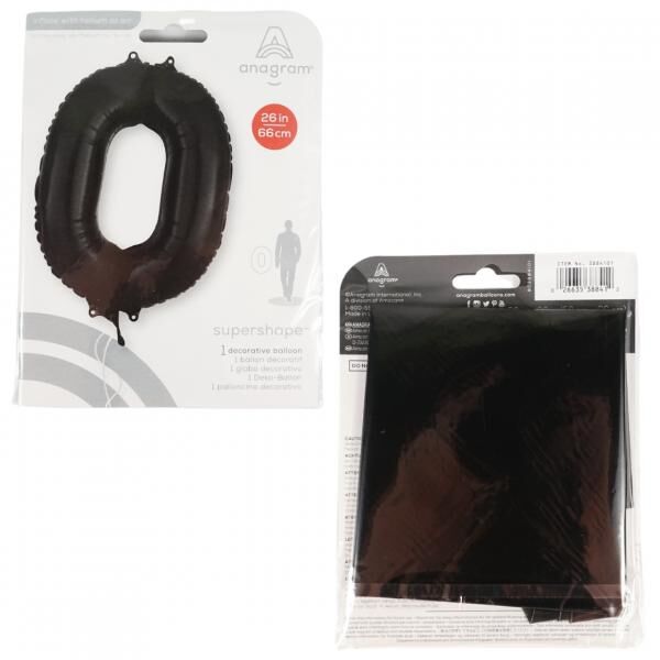 Folienballon Nummer 0 schwarz 66 cm