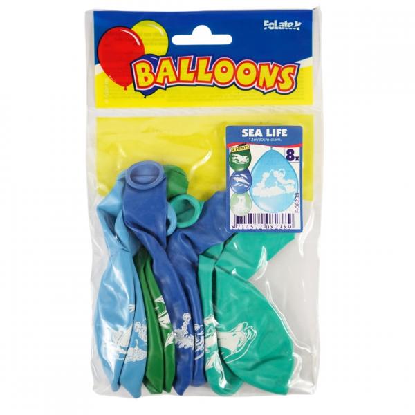 Luftballons Sea Life blau/grün 30 cm 8 Stück