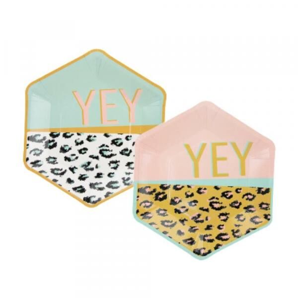 Einwegteller Funky Leopard Karton 22,5 cm Satz von 8
