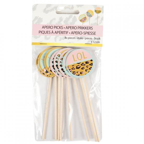 Cocktailstäbchen Funky Leopard 12 cm Satz von 8