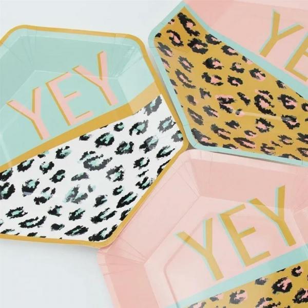 Einwegteller Funky Leopard Karton 22,5 cm Satz von 8