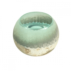 Countryfield Teelichthalter Katica Glas Grün/Antik Silber M 10 cm