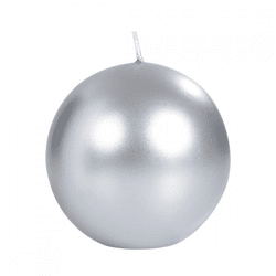 (R) Spaas bolkaars metallic zilver 8 cm