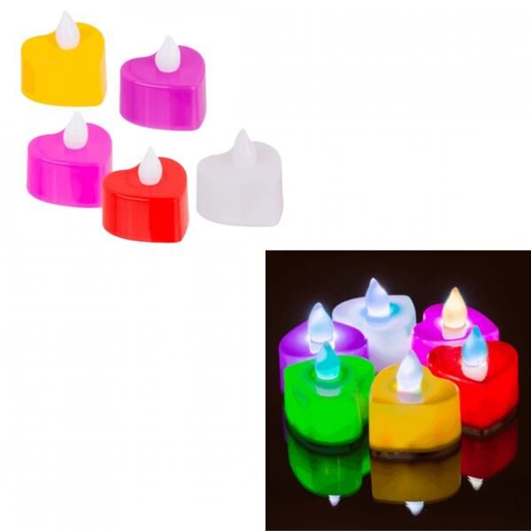 Teelicht Herz LED auf Batterie multicolour Satz von 6