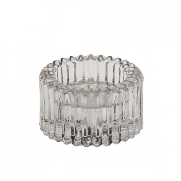 Housevitamin kaarsenhouder duo Ribb rookglas grijs 8 cm