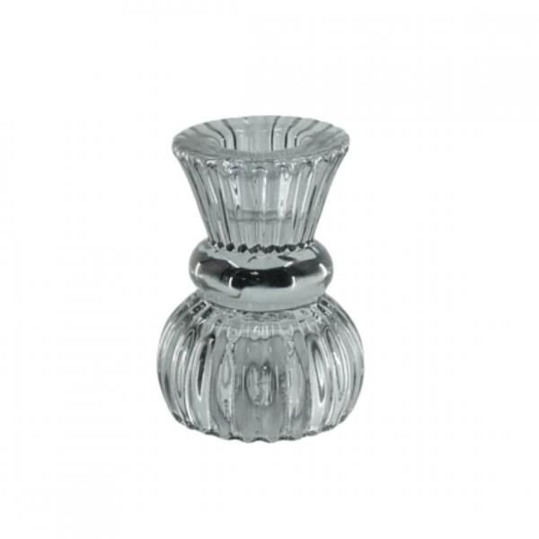 Housevitamin kaarsenhouder duo Classic Ribb rookglas 8 cm