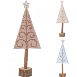 Decoration Christmas tree on foot felt natural 22 cm 3 assorti